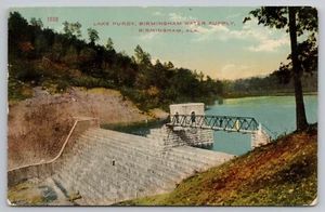 Postal de 1911 Birmingham AL Lake Purdy Reservoir People Stone Steps Dam Shelby - Imagen 1 de 3