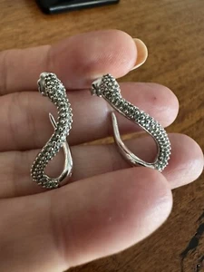Authentic Swarovski White Crystal Dangle Snake Drop Earrings Silver Length 3cm - Picture 1 of 7