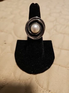 Silpada Sterling Silver .925 Lily Pearl Ring Size 7 R2121 Signed EUC Beautiful - Picture 1 of 10
