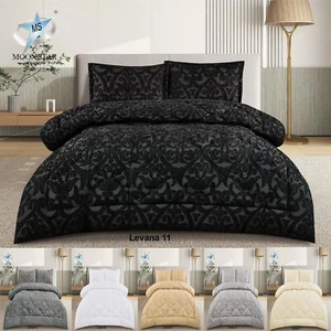 3 Piece Quilted Embossed Bedspread Throw Bedding Set & Pillows For Double King - Picture 1 of 7