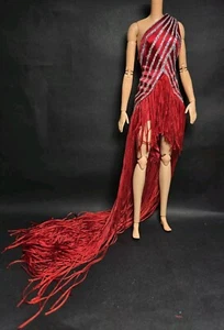 MATTEL RED HOT DIVA GOWN DRESS FRINGE BARBIE DOLLS FASHION CLOTHES  - Picture 1 of 5