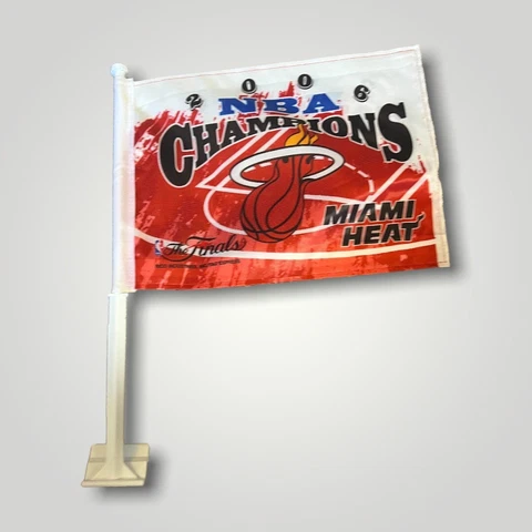 NBA 2006 Miami Heat Champions Window Car Flag 14”x11” 20” Pole-Throwback- Retro Cover