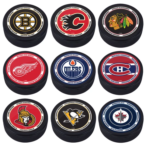 NHL Souvenir Hockey Puck - Pick from List : Montreal ,Chicago ,Oilers ,Boston Cover