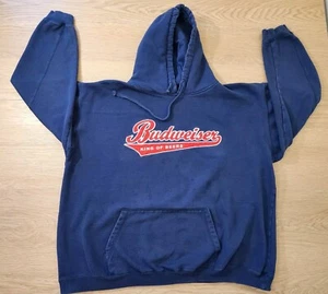 Vtg Budweiser Hoodie Sweatshirt Mens XXL Blue Hoodie King Of Beers Embroidered - Picture 1 of 11