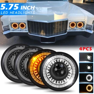 For 1958-1974 Cadillac DeVille 4PCS 5-3/4 5.75" LED Headlights High Low Beam - Picture 1 of 11