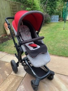 Jane Rider (Urban Look) - Red Pram Stroller Pushchair Used (Travel System) - Picture 1 of 4
