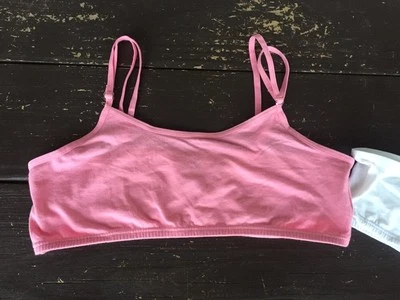 SUJETADOR DE ENTRENAMIENTO JOCKEY NIÑOS CONFORT ALGODÓN CROP TOP BLANCO Y ROSA PEQUEÑO ¡NUEVO! $20 Foto 1 de 4