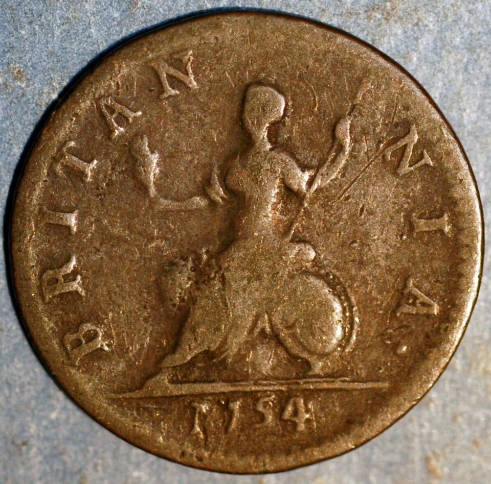 1754 Great Britain George Farthing copper KM#581.2 - Image 1 of 2