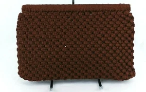 Bolso de mano mediano tejido marrón vintage para mujer - Imagen 1 de 4