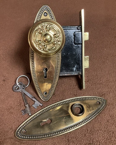 Antique Mortise Brass Lockset Cover