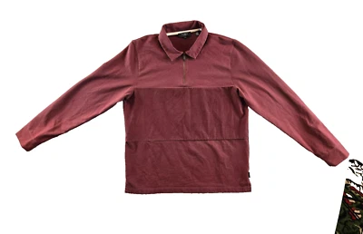 Ted Baker London Lydney Quarter Zip Mens 4 Large Maroon Colorblock Long Sleeve - Image 1 of 4
