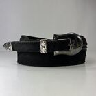Suede Black Genuine Split Cowhide Leather Belt - Women's Size 40