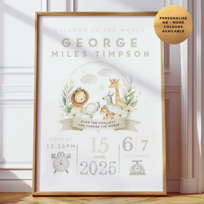 Nuevo regalo personalizado para bebé - Lindo estampado de detalles de bebé de guardería - Regalo de bautizo Foto 1 de 4