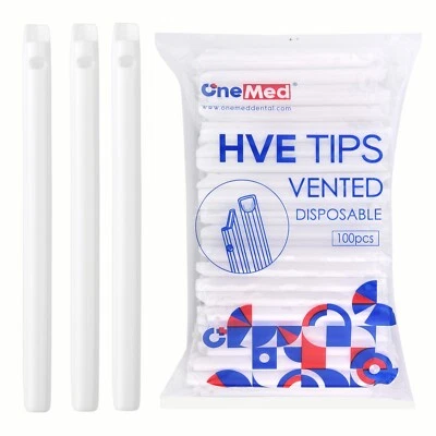 ONEMED 2000(20 Bags)HVE High Speed Volume Evacuation Suction Dental Tips,Vented(White)