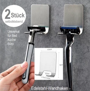 2x Edelstahl Klebehaken Rasierer Halter Haken Dusche Bad Küche Handtuch Kabel - Bild 1 von 3