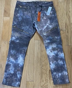 Rock Revival Moto Daviday Acid Wash Tie Dye Distressed Denim Jeans - Men Size 36 - Picture 1 of 6