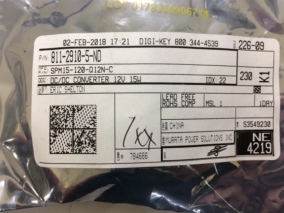 CONVERTIDOR SPM15-120-Q12NC MURATA DC DC 12V 15W ROHS 1 UNIDAD Foto 1 de 1