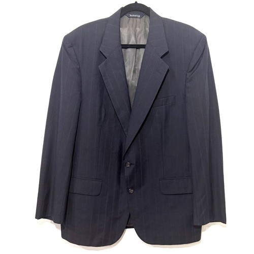 Blazer gessato vintage Burberry's 100% pura lana italiana nero blu