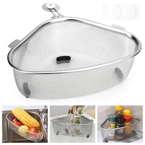 Kitchen Triangle Corner Sink Strainer, Stainless Steel Food Catcher Drain Basket - Picture 1 of 7