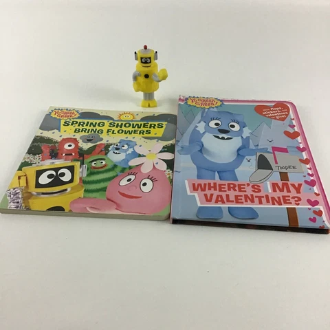 Yo Gabba Gabba Board Books Spring Showers Valentine Plex Robot Action Figure Toy Cover