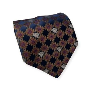 Versace Black Brown Medusa Head Geometric Pattern 100% Silk Neck Tie - Picture 1 of 7