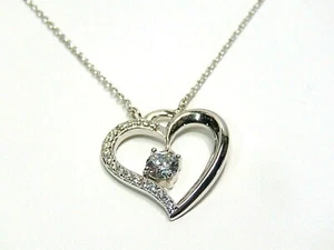 Sterling Silver 45cm Cubic Zirconia 20mm Heart Necklet bought from Hoskings - Picture 1 of 4