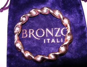 BRONZO ITALIA *GORGEOUS* CHUNKY 18CT ROSE GOLD ON BRONZE BANGLE BRACELET NEW QVC - Picture 1 of 1