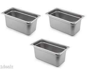 1/3 Size Buffet PAN 3 PACK CATERING HOTEL DISH ONE THIRD SIZE PANS Stainless - Picture 1 of 3