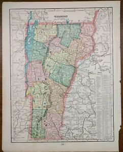 Vintage 1902 VERMONT Map 11"x14" Old Antique Original BRISTOL CHELSEA MIDDLEBURY