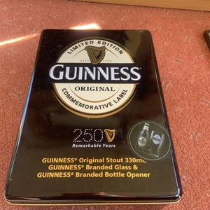 Guinness Collectables Tin Glass & Bottle Opener Black Home Bar Limited Edition  - Picture 1 of 2