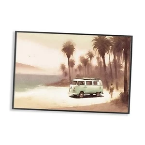Peaceful Beach Travel Van Black Framed Giclee Wall Art Design by Noah Bay, 24 - Picture 1 of 7