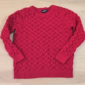 Lands End Drifter roter Zopfmuster Pullover Sweater Damen Medium Petite 100 Baumwolle - Bild 1 von 18