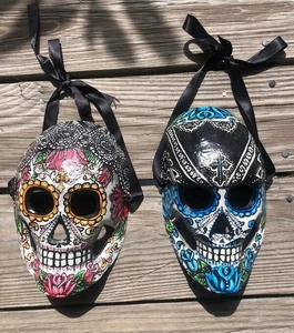 DIA DE LOS MUERTOS MASKEN Licht Künstler hergestellt Pappmaché TOLL EINZIGARTIG Frauen Kind - Bild 1 von 4