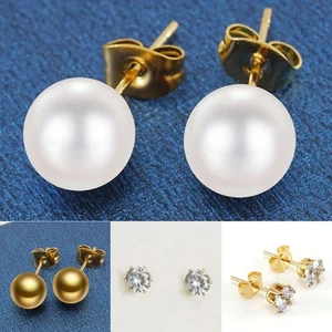 Elevate Your Style 18K Stainless Steel Pearl Earrings for the Discerning - Picture 1 of 14