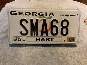 Georgia GA Nummernschild... on my mind Vanity SMA68 SMA 68 Hart County 2001 - Bild 1 von 1