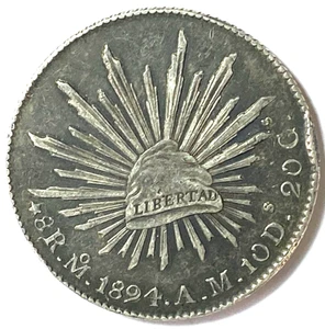 1894 Mo AM Mexico First Republic Silver 8 Reales - Picture 1 of 2