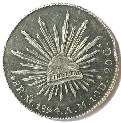 1894 Mo AM Mexico First Republic Silver 8 Reales - Image 1 of 2