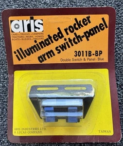 VINTAGE NOS ARIS 3011B-BP ILLUMINATED ROCKER ARM DOUBLE SWITCH PANEL - Picture 1 of 3