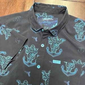 Retro Rifle Shirt Men XS Glocktopus Anchor Octopus Sea All Over Print Button - Picture 1 of 8