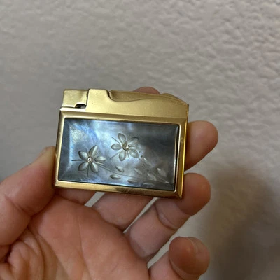 Cartera encendedor de cigarrillos vintage Elgin gemas nacaradas bolsillo dorado para fumar tabaco Foto 1 de 4