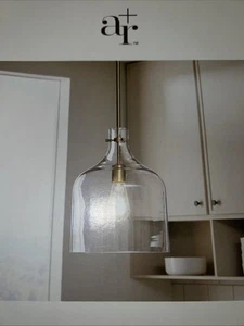 Allen and Roth Pendant Light Kesteven P/N 5742508 Brushed Gold Clear Glass Shade - Picture 1 of 3