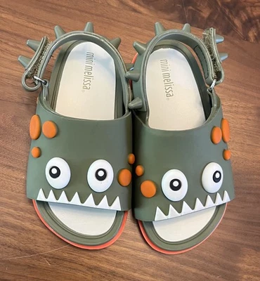 Mini Melissa Dinosaur Monster Sandals Green Orange Toddler USA Size 8 - Image 1 of 4
