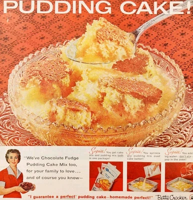 1959 Betty Crocker Lemon Pudding Cake Mix Advertisement Baking Dessert DWII27 - Image 1 of 2