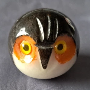 Eule klein rund farbig Alabaster Marmor Kunstwerk Briefbeschwerer Steineule - Bild 1 von 4
