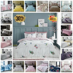DUVET COVER SET & Pillow Case Poly Cotton Bedding Reversible Quilt DOUBLE Size - Picture 1 of 355