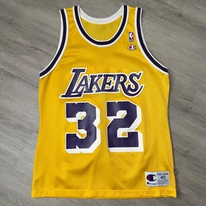 Authentic MAGIC JOHNSON Los Angeles Lakers Champion Jersey 40 Medium Vintage - Picture 1 of 7