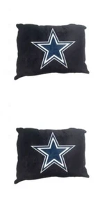 Dallas Cowboys NFL Plush Bed Pillows Black / Navy 20" x 26" Lot of 2 - Picture 1 of 5