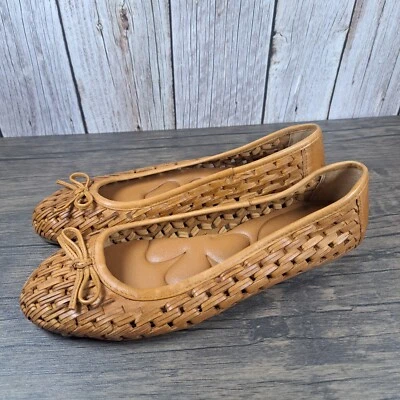 Zapatos planos de ballet tejidos de cuero Lucky Brand Mogeni para mujer talla 7,5 tostados (nuevo sin caja) Foto 1 de 4