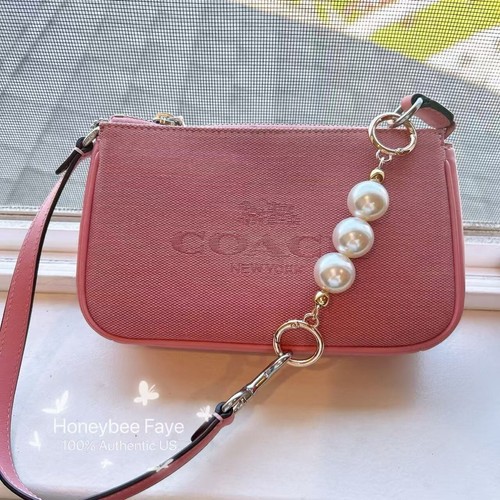 Coach Nolita 19 CU002 Jacquard Rosa più catena di perle estesa nuova con etichetta