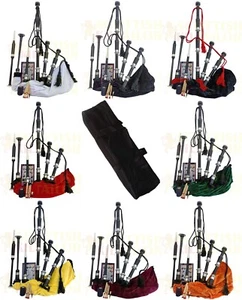 Neu schottische Highland Palisander Dudelsack Vollsilber Mengen mit Tasche + Tutorenbuch - Bild 1 von 17